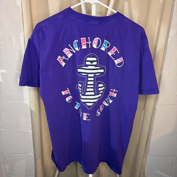 Vintage “Anchored to the South” Southern Girl Purple Graphic XL T-Shirt - Picture 3 of 3